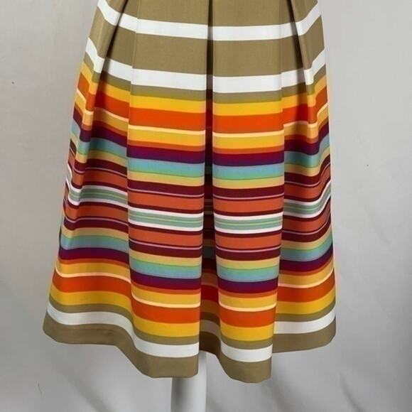 Ronnie Nicole Orange Tan Fit & Flare Striped Career Office Dress NWOT Size 8 - Picture 8 of 14